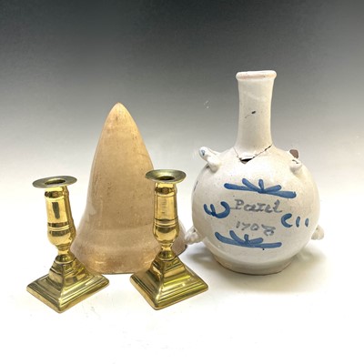 Lot 51 - A blue and white pottery pilgrim flask...