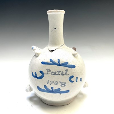 Lot 51 - A blue and white pottery pilgrim flask...