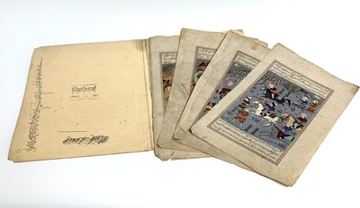 Lot 1051 - A set of five Persian manuscript leaves, early...