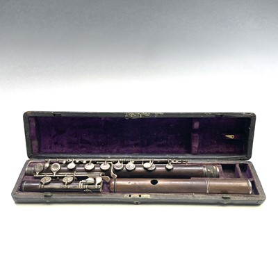 Lot 367 - Two sections of a 19th century flute by Rudall,...