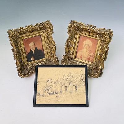 Lot 1428 - A pair of Victorian miniature portraits of Mr....