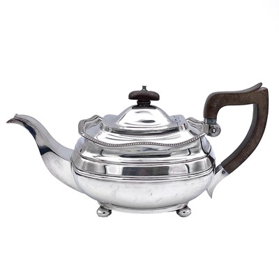 Lot 201 - A silver plated teapot of oval section, with...