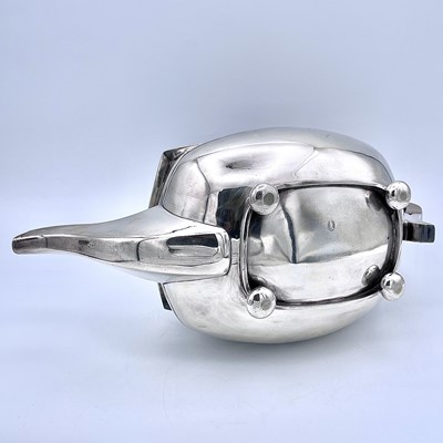 Lot 201 - A silver plated teapot of oval section, with...