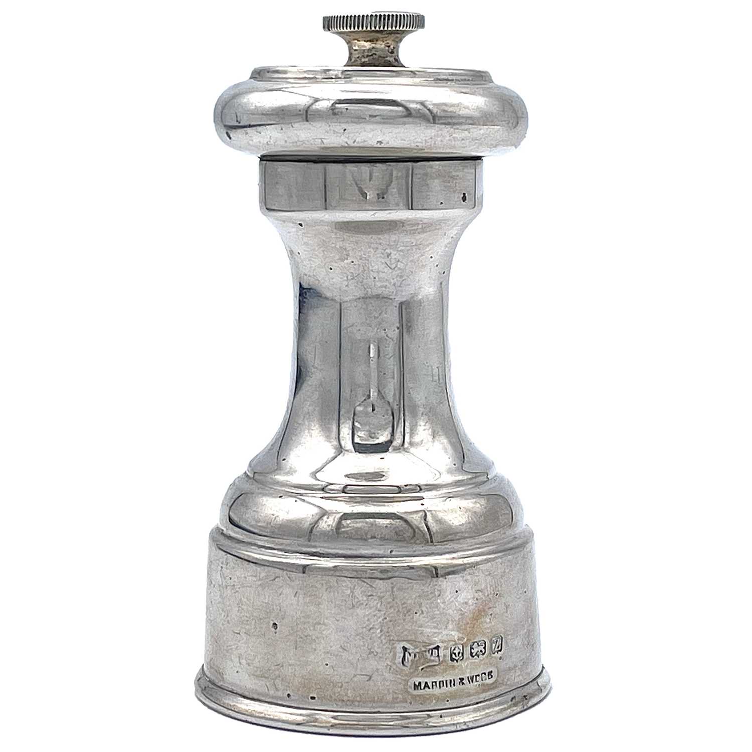 Lot 91 - A George V silver capstan form pepper grinder...