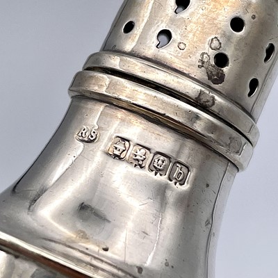 Lot 57 - A George V Scottish silver five piece cruet...