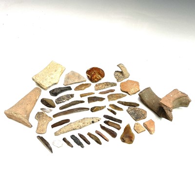 Lot 370 - Neolithic knapped flint tools together with a...