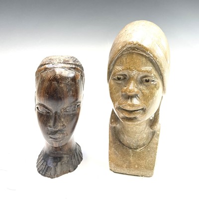 Lot 372 - An African wood carved figure together with...