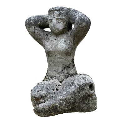 Lot 603 - A reconstituted stone seated female form....