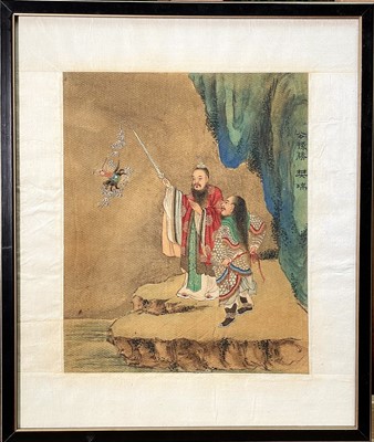 Lot 40 - Thirteen Chinese paintings on woven silk,...