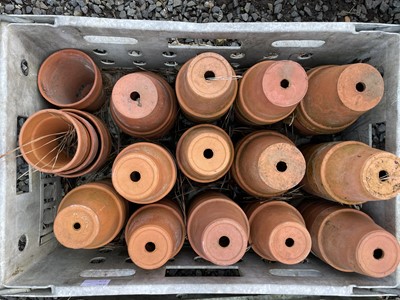 Lot 629 - Three crates of terracotta plant pots of...