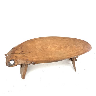 Lot 3005 - A 20th century elm live edge coffee table on...