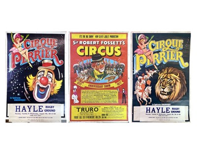 Lot 932 - Circus Posters - Cornwall Interest. 3 1970's...