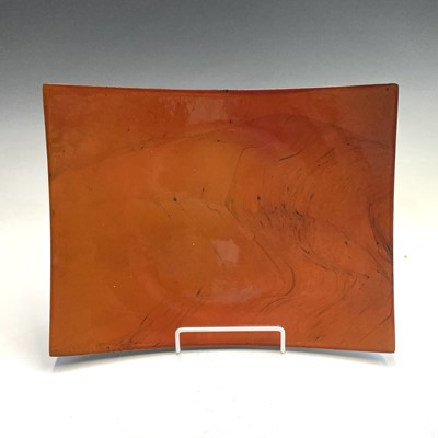 Lot 446 - A Japanese red lacquered wood tray, height...