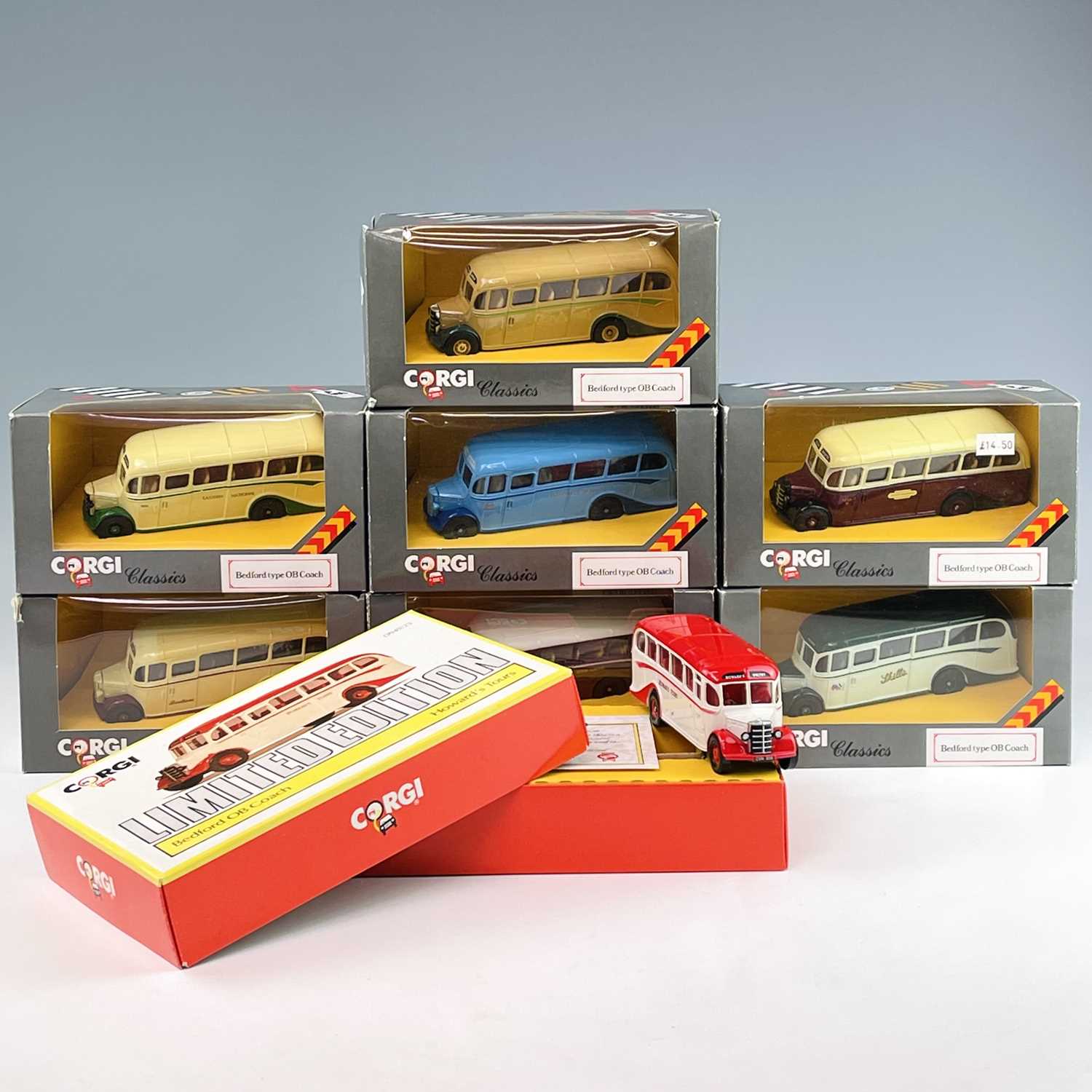 Lot 635 - Corgi Bedford OB Die Cast Coaches. A box...