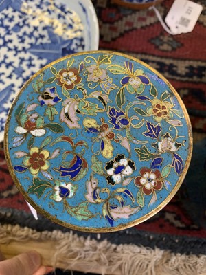 Lot 494 - A pair of Chinese cloisonne cylindrical jars...