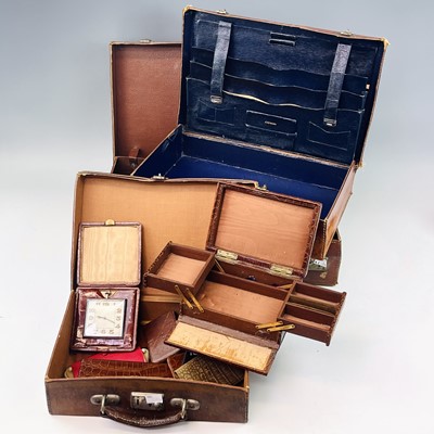 Lot 176 - A crocodile leather jewellery box, width 19cm,...