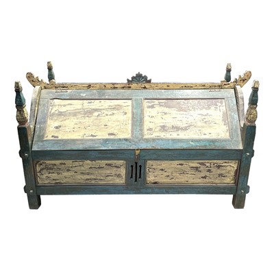 Lot 501 - A South East Asian painted wood blanket box,...