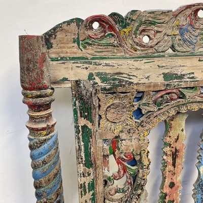 Lot 503 - A South East Asian pierced painted wood screen,...