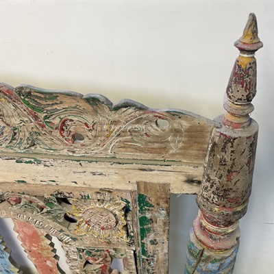 Lot 503 - A South East Asian pierced painted wood screen,...