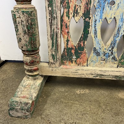 Lot 503 - A South East Asian pierced painted wood screen,...