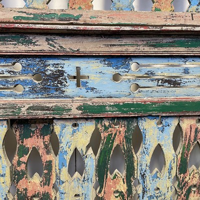 Lot 503 - A South East Asian pierced painted wood screen,...