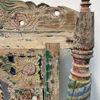 Lot 503 - A South East Asian pierced painted wood screen,...