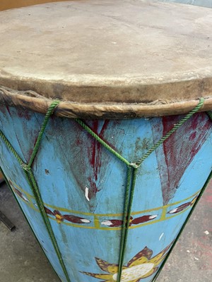 Lot 511 - A South East Asian painted wood drum,...