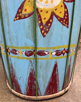 Lot 511 - A South East Asian painted wood drum,...