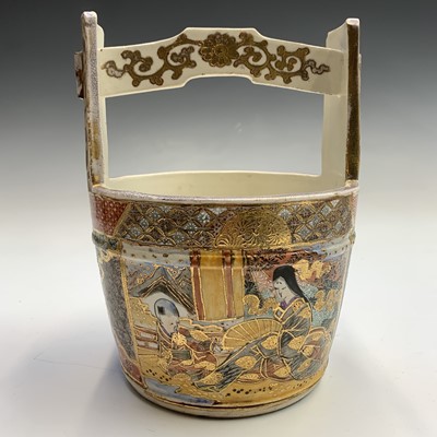 Lot 584 - A Japanese Satsuma pottery pail, circa 1930,...