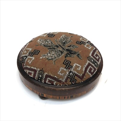 Lot 182 - A Victorian inlaid rosewood footstool with...