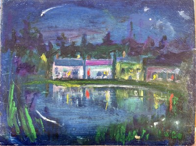 Lot 265 - Sven BERLIN (1911-1999) Waterside Cottages Oil...