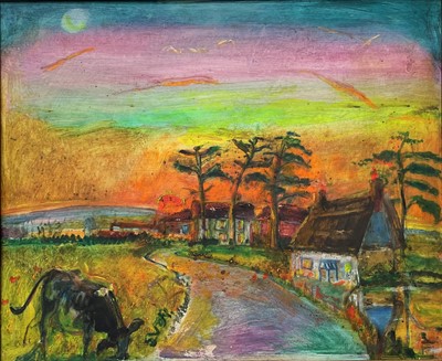 Lot 183 - Sven BERLIN (1911-1999) Dorset Sunset Oil on...