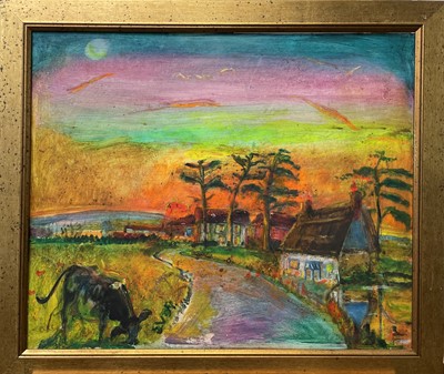 Lot 183 - Sven BERLIN (1911-1999) Dorset Sunset Oil on...