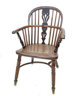 Lot 83 - A 19th century elm and yew Windsor chair, with...