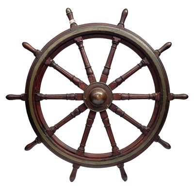 Lot 15 - A large 19th century teak and brass ship's...