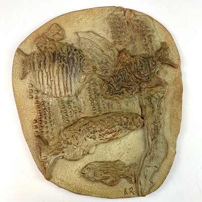 Lot 849 - A Bernard Rooke studio pottery plaque, applied...