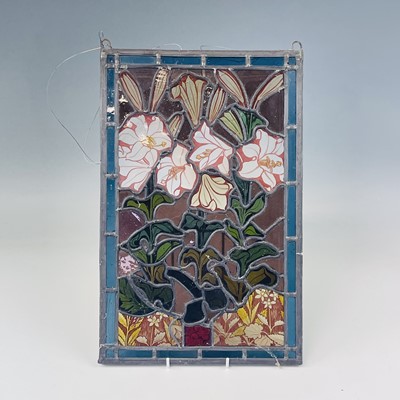Lot 51 - A Victorian stained glass panel, with painted...