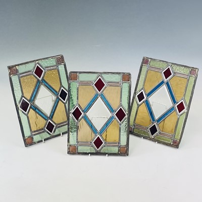 Lot 51 - A Victorian stained glass panel, with painted...