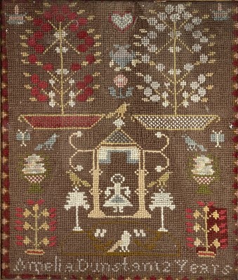 Lot 2805 - A Victorian woolwork sampler by Amelia Dunstan,...