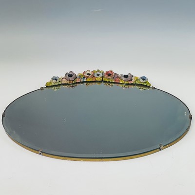 Lot 52 - A Barbola oval wall mirror, with floral...
