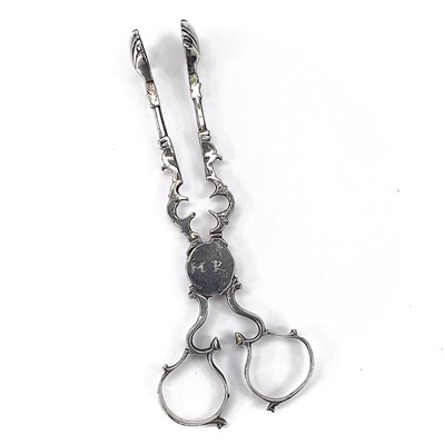 Lot 158 - A pair of George III silver scissor action...