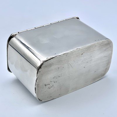 Lot 111 - A modern silver hinge lidded rectangular box,...