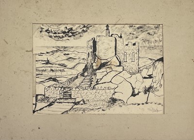 Lot 323 - Tom EARLY (1914-1967) Carn Brea Castle Ink...