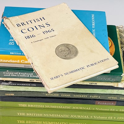 Lot 145 - Coin Reference Books. A box including "English...