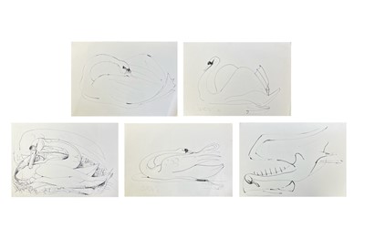 Lot 125 - Sven BERLIN (1911-1999) Five ink swan studies...