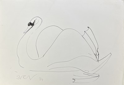 Lot 125 - Sven BERLIN (1911-1999) Five ink swan studies...