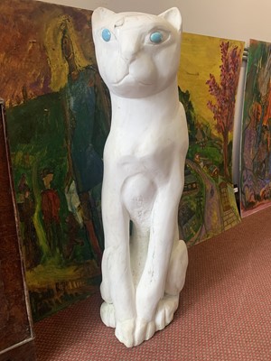 Lot 67 - Sven BERLIN (1911-1999) Big Cat White marble...