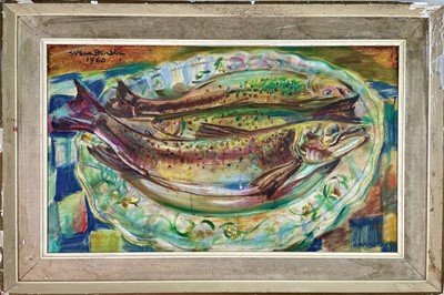 Lot 6 - Sven BERLIN (1911-1999)   Four Trout Oil on...