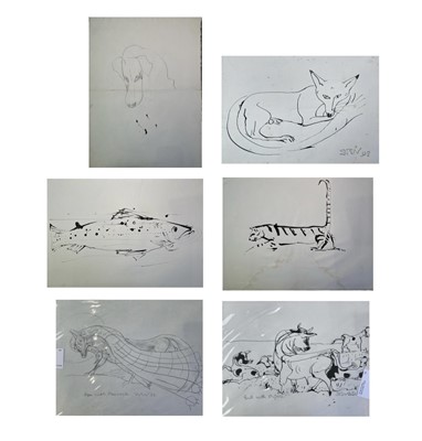 Lot 477 - Sven BERLIN (1911-1999) Five Animal drawings,...
