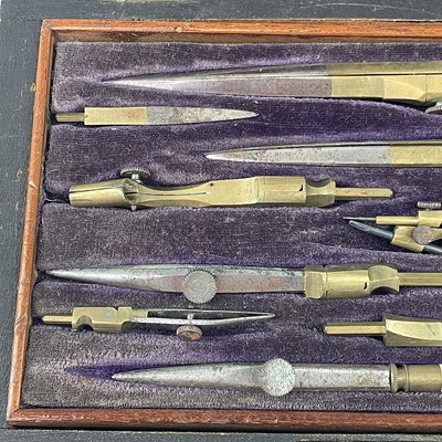 Lot 55 - A Victorian set of rosewood cased drawing...